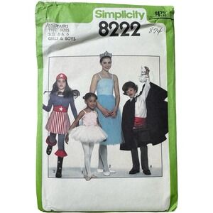 Simplicity 8222 Costume Sewing Pattern Kids Size 4 6 1977 Vintage Uncut